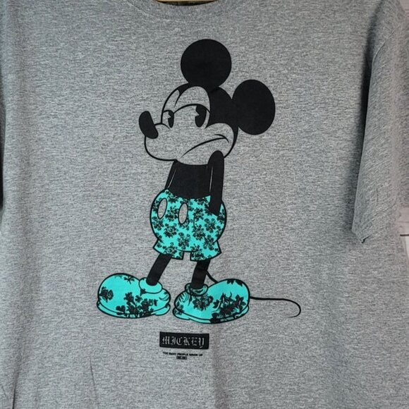 Disney Neff T Shirt Gray Large Floral Shrug Too Many People Grow Up Mickey Mouse - Picture 2 of 7